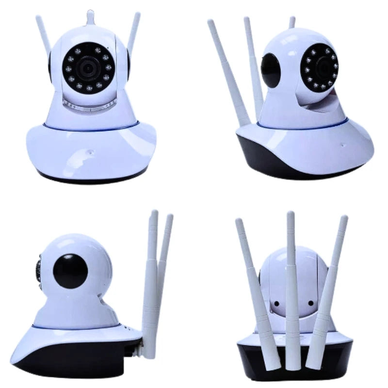 Câmera Ip Wireless Wifi Com 3 Antenas Onvif P2p Hd Giro 355°