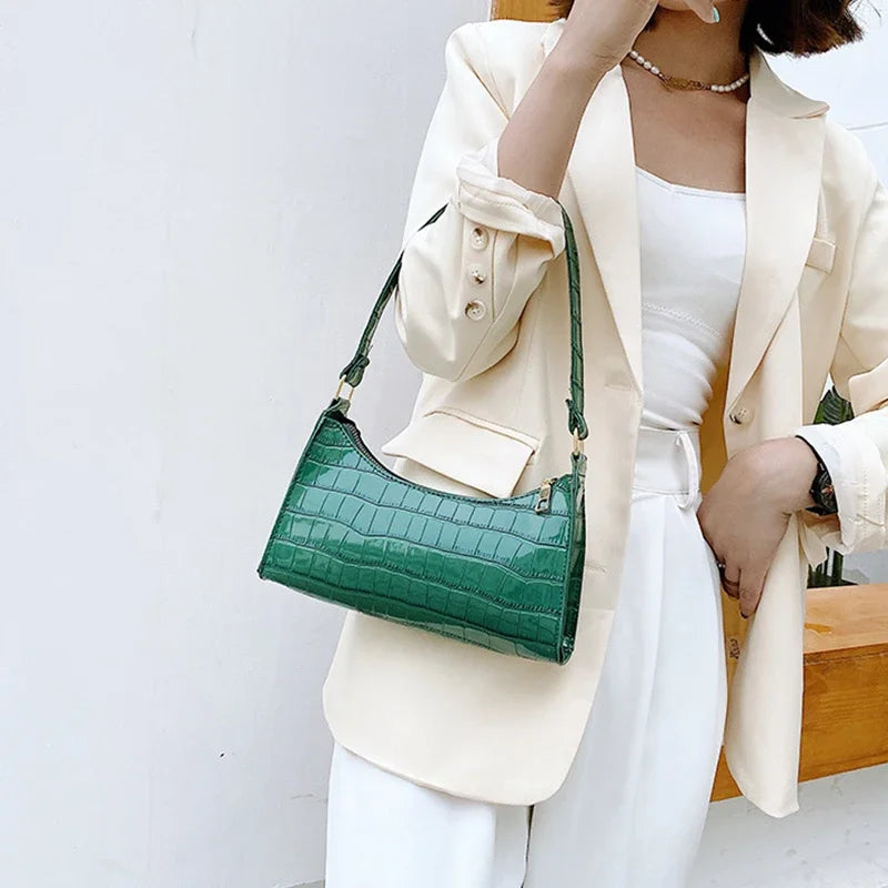 Retro Alligator Pattern Female Small Handbags and Purse Armpit  Shoulder Bags High Quality PU Leather Ladies Clutch Totes Bag