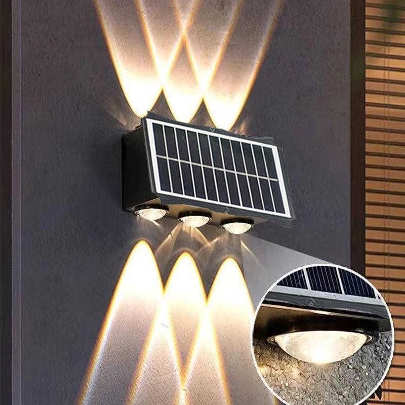 Solar Wall Lamp Outdoor Warm Light Waterproof Up And Down Luminous Lighting Balcony Yard Garden Decoration Lights Exterior Wall