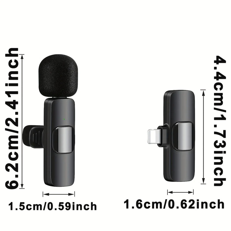 Wireless Lapel Microphone System 1-Touch Recording Voice Activated Lavalier MIC for Live Streaming Recording Video Conferences