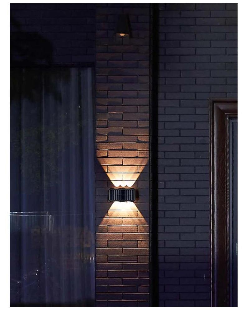 Solar Wall Lamp Outdoor Warm Light Waterproof Up And Down Luminous Lighting Balcony Yard Garden Decoration Lights Exterior Wall