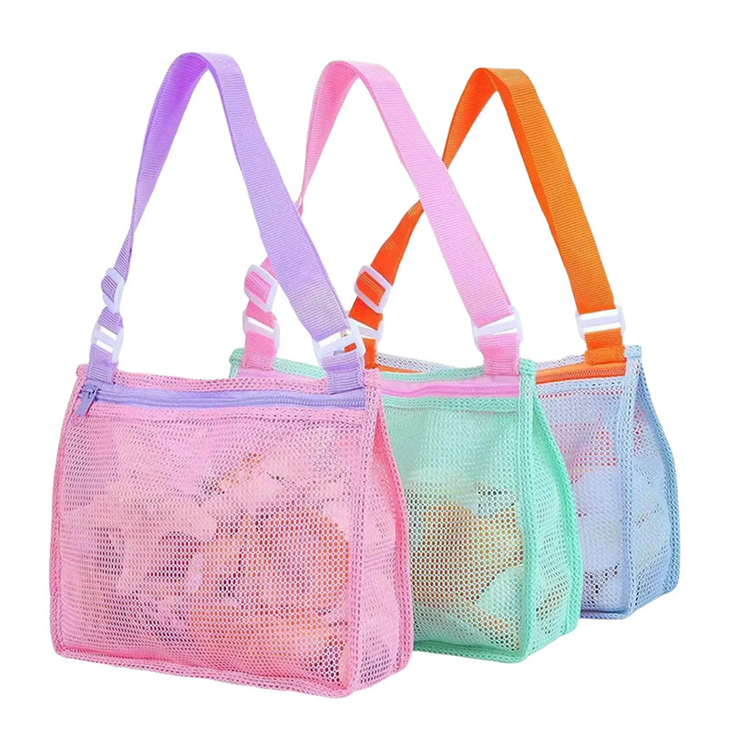 Bolsa de Malha Transparente para Brincar na Praia - Perfeita para Crianças! 🏖️