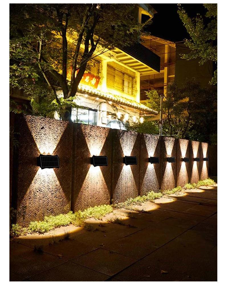 Solar Wall Lamp Outdoor Warm Light Waterproof Up And Down Luminous Lighting Balcony Yard Garden Decoration Lights Exterior Wall