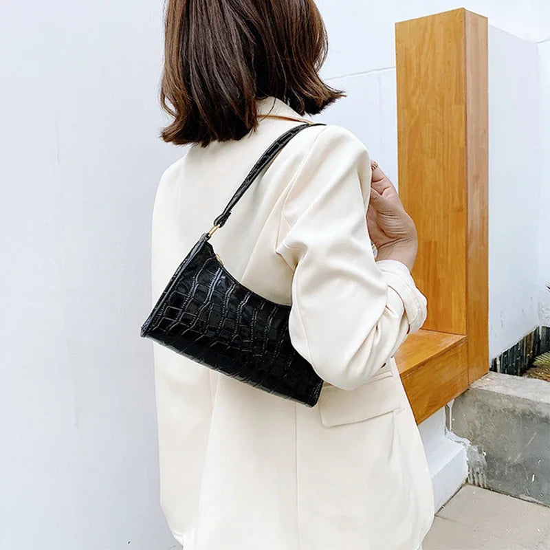 Retro Alligator Pattern Female Small Handbags and Purse Armpit  Shoulder Bags High Quality PU Leather Ladies Clutch Totes Bag