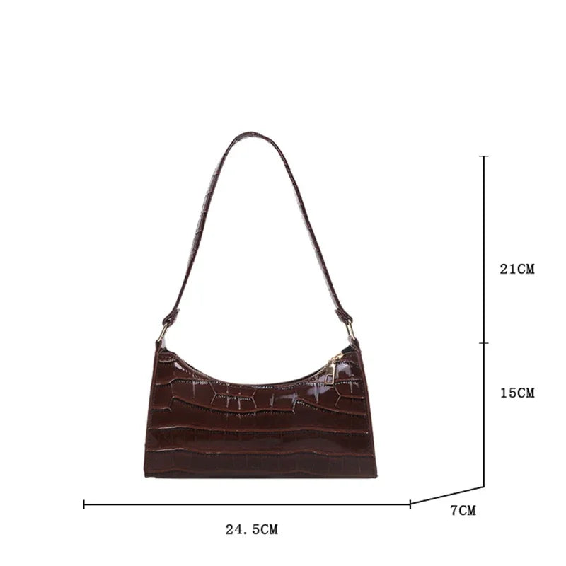 Retro Alligator Pattern Female Small Handbags and Purse Armpit  Shoulder Bags High Quality PU Leather Ladies Clutch Totes Bag