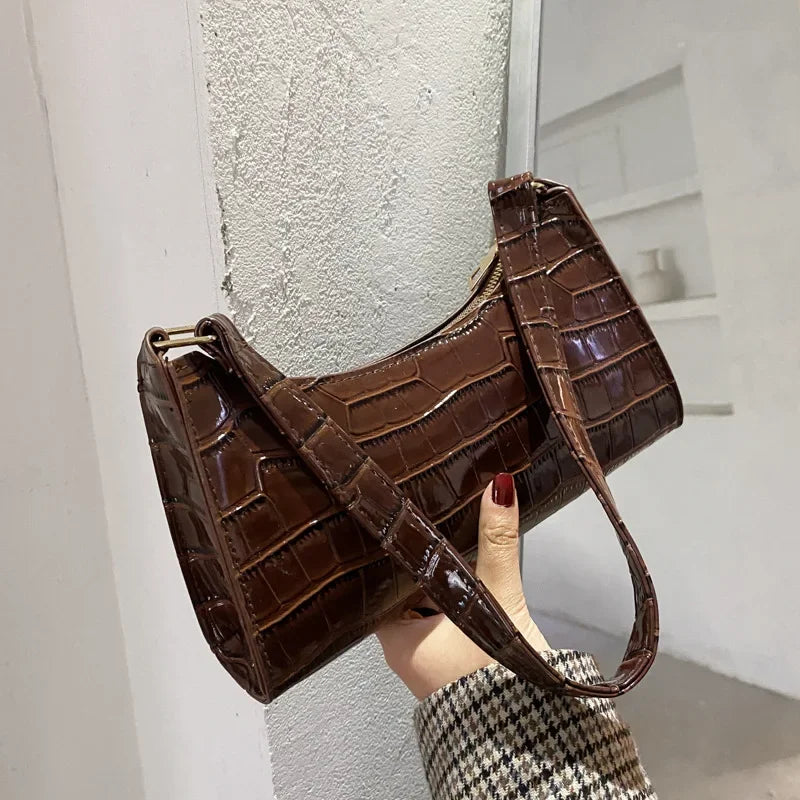 Retro Alligator Pattern Female Small Handbags and Purse Armpit  Shoulder Bags High Quality PU Leather Ladies Clutch Totes Bag