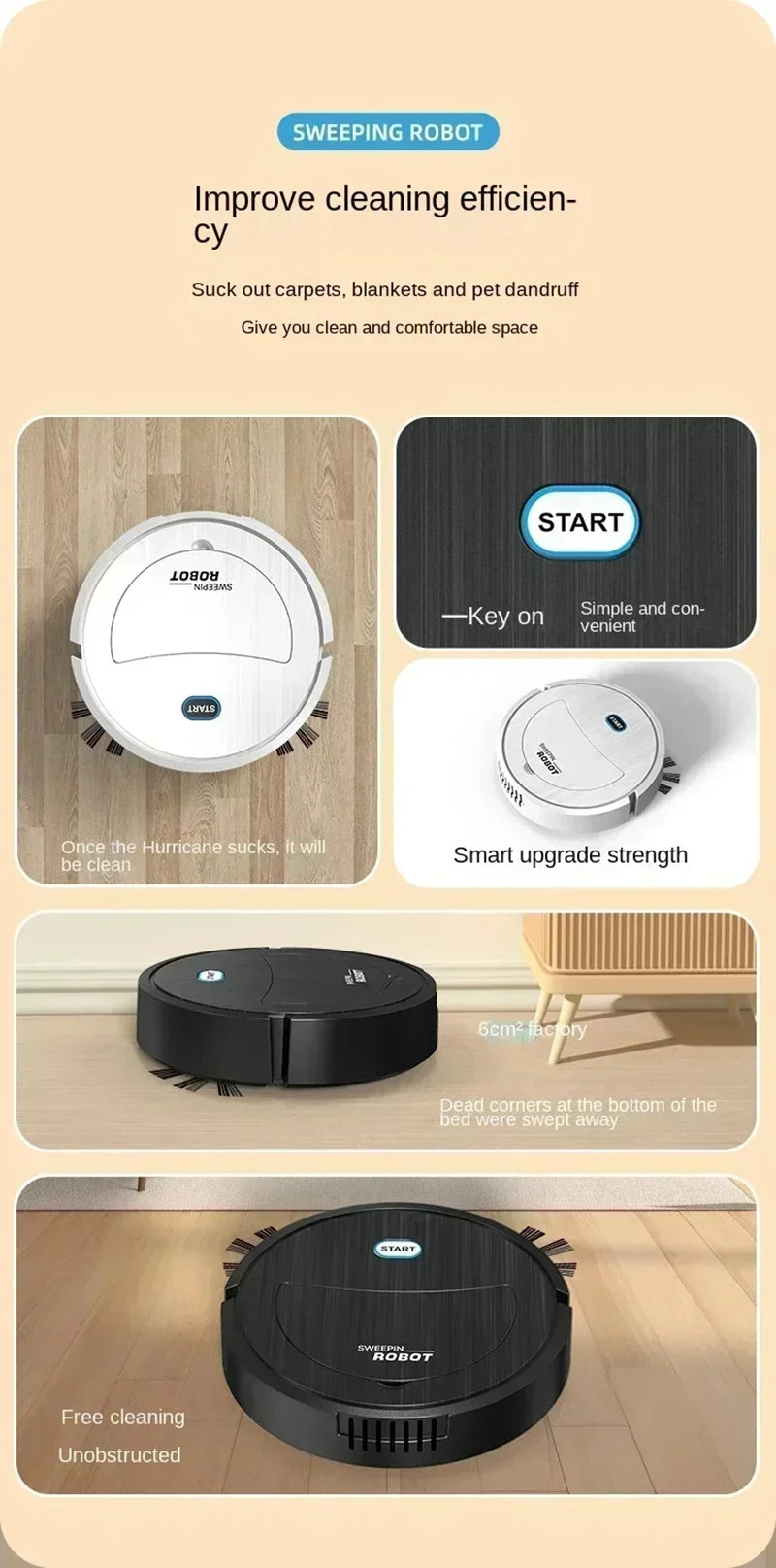 3 In 1 Smart Sweeping Robot Home Sweeper Intelligent Sweeping and Vacuuming Wireless Vacuum Cleaner Sweeping Robots For Home Use