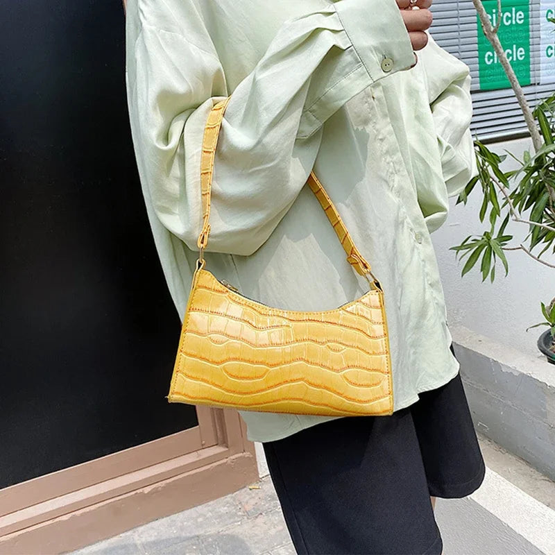 Retro Alligator Pattern Female Small Handbags and Purse Armpit  Shoulder Bags High Quality PU Leather Ladies Clutch Totes Bag