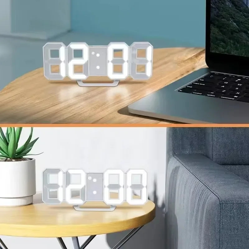 Relógio 3D LED Digital de Mesa, Despertador, Relógio de Parede Hora/Data/Temperatura para Casa Cozinha Escritórios Relógio Decoração Jardim Relógios