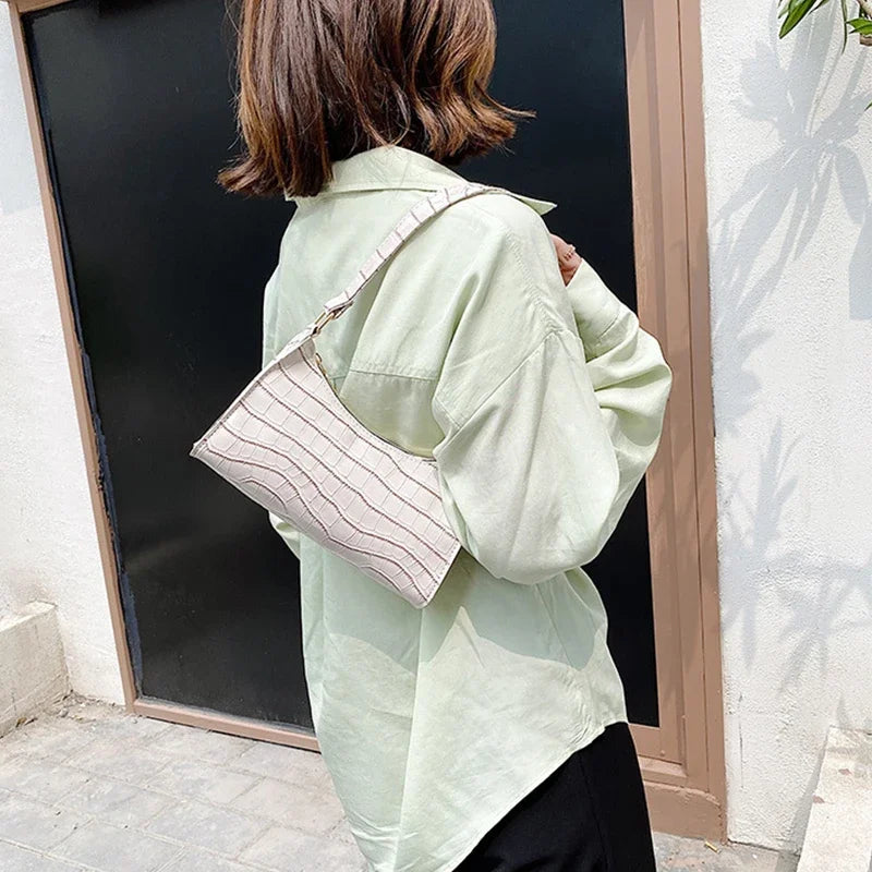 Retro Alligator Pattern Female Small Handbags and Purse Armpit  Shoulder Bags High Quality PU Leather Ladies Clutch Totes Bag