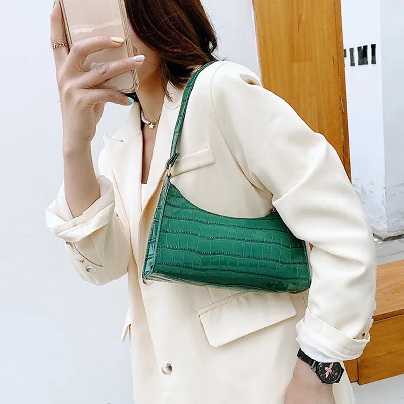 Retro Alligator Pattern Female Small Handbags and Purse Armpit  Shoulder Bags High Quality PU Leather Ladies Clutch Totes Bag