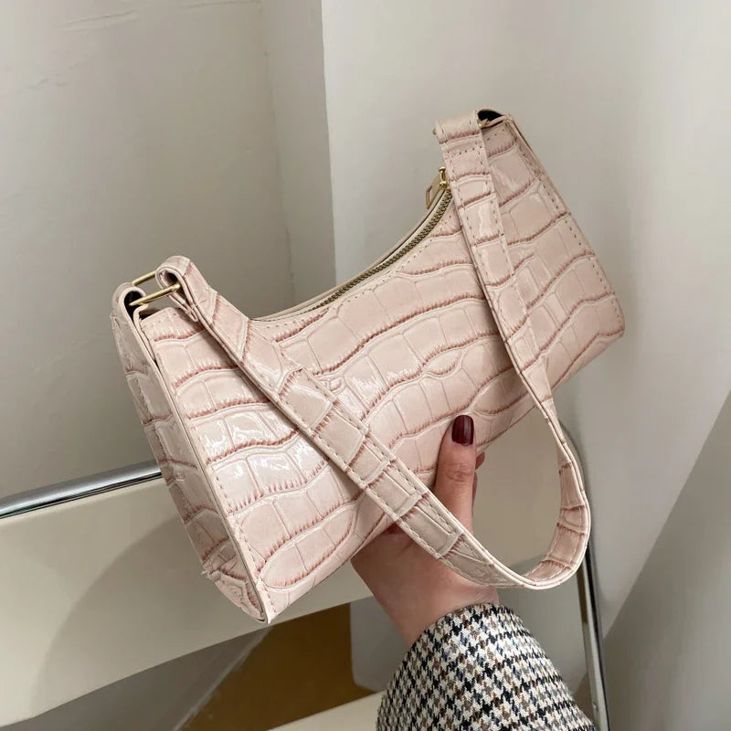 Retro Alligator Pattern Female Small Handbags and Purse Armpit  Shoulder Bags High Quality PU Leather Ladies Clutch Totes Bag