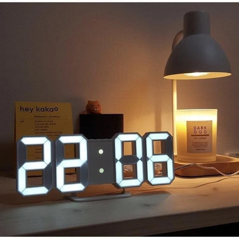 Relógio 3D LED Digital de Mesa, Despertador, Relógio de Parede Hora/Data/Temperatura para Casa Cozinha Escritórios Relógio Decoração Jardim Relógios