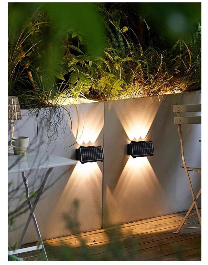 Solar Wall Lamp Outdoor Warm Light Waterproof Up And Down Luminous Lighting Balcony Yard Garden Decoration Lights Exterior Wall