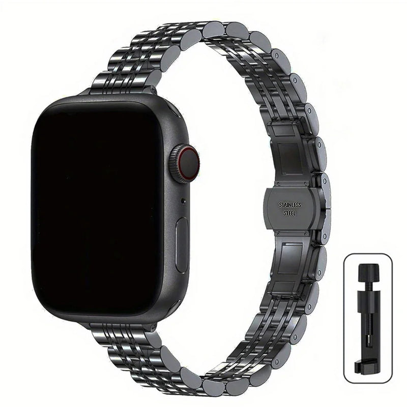 Stainless Steel Slim Band For Apple Watch Strap Ultra 49mm 45mm 44mm 42mm 41mm 40mm 38mm For iwatch Series 9/8/7/6/5/4/3/2/1/SE